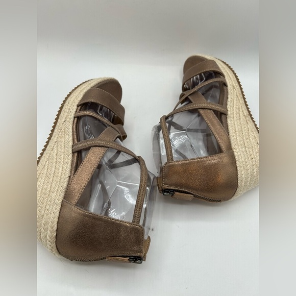 New Eileen Fisher Wanda Espadrille Platform Wedge Sandal, Metallic Bronze 9.5 - Picture 6 of 10